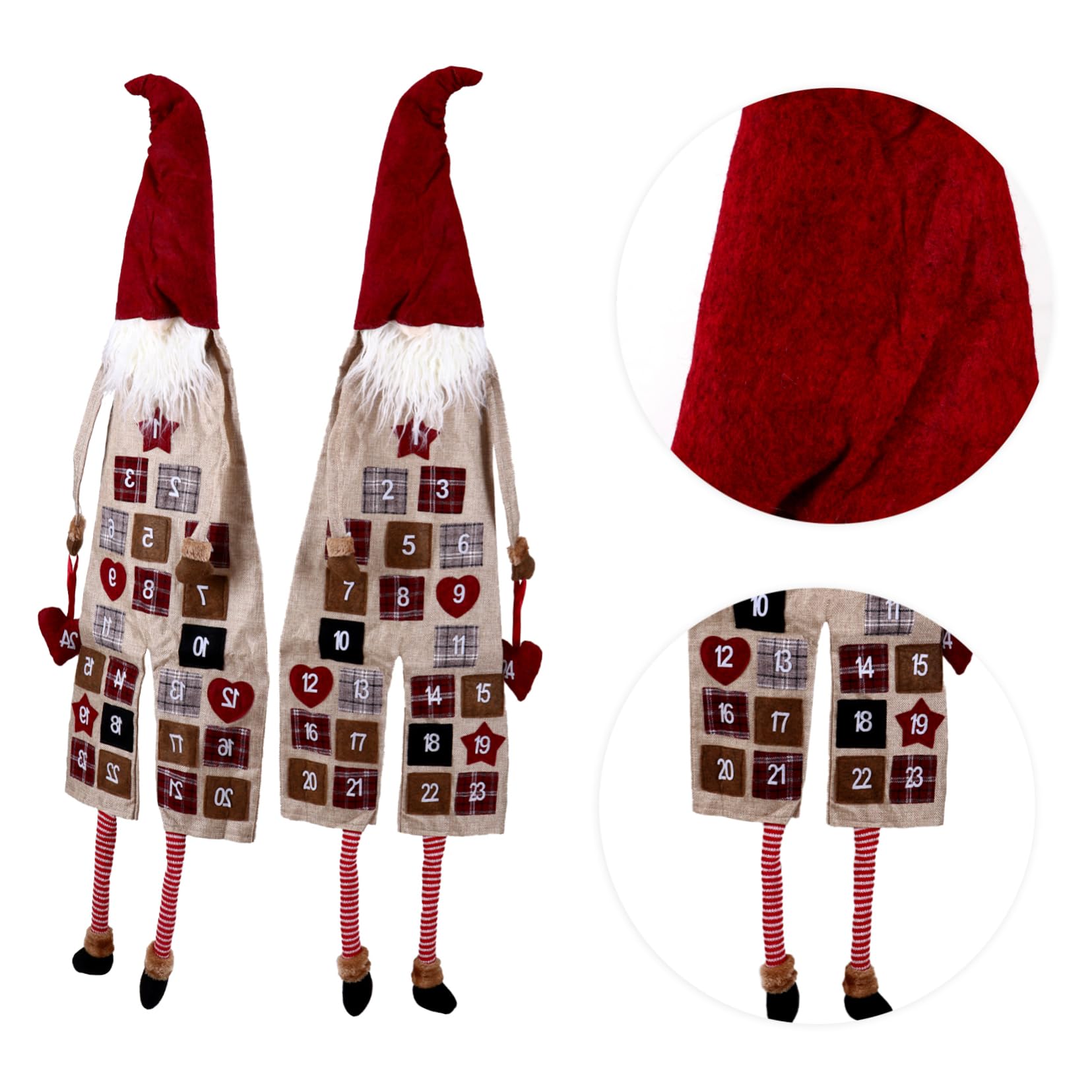 EXCEART Christmas Advent Calendar Hanging Gnome Doll Festive Decoration for Holiday Countdown Design for Home Party for Boys and